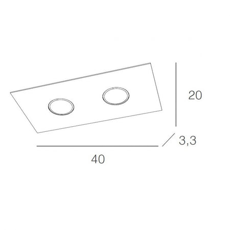 Plafoniera Moderna Rettangolare Area Metallo Bianco Metallo 2 Luci Gx53