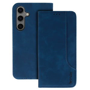 custodia a libro samsung A05S con porta carte di credito chiusura magnetica blu