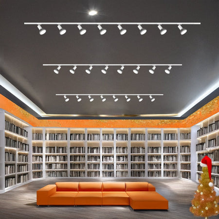 Binario Top Light MONO AMOSKIT 300 BI BIANCO E27 LED lampada soffitto faretti spot orientabili moderno