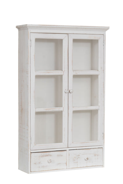 Biscottini VETRINETTA IN LEGNO FINITURA BIANCA ANTICATA L42XPR19XH76 CM STILE SHABBY