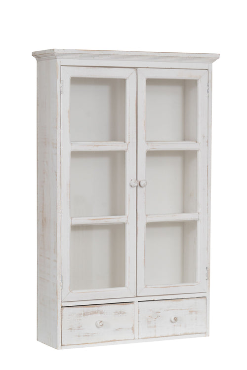 Biscottini VETRINETTA IN LEGNO FINITURA BIANCA ANTICATA L42XPR19XH76 CM STILE SHABBY