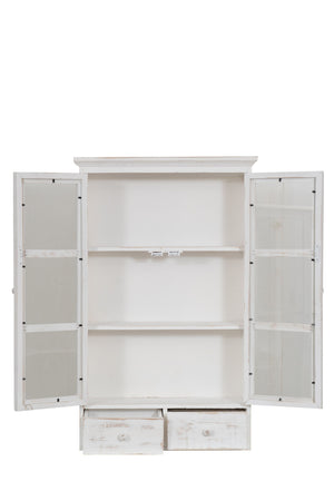 Biscottini VETRINETTA IN LEGNO FINITURA BIANCA ANTICATA L42XPR19XH76 CM STILE SHABBY