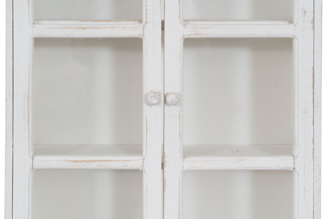 Biscottini VETRINETTA IN LEGNO FINITURA BIANCA ANTICATA L42XPR19XH76 CM STILE SHABBY