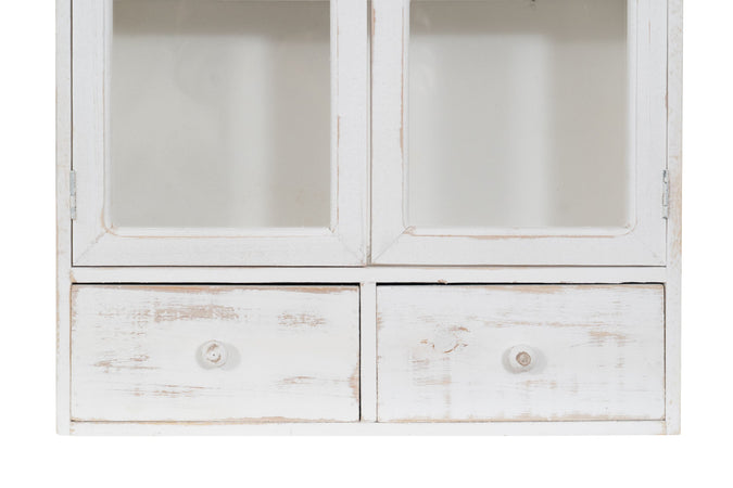 Biscottini VETRINETTA IN LEGNO FINITURA BIANCA ANTICATA L42XPR19XH76 CM STILE SHABBY