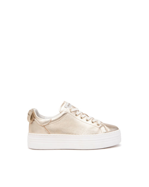 Nero Giardini sneakers donna in pelle col. miele laminata oro E513020D418