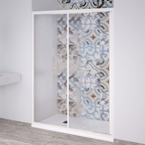 Porta doccia scorrevole con profili bianchi in acrilico H190