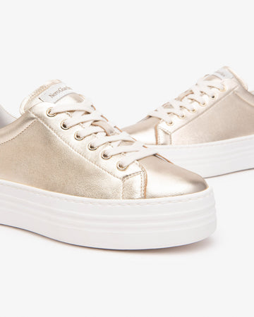 Nero Giardini sneakers donna in pelle col. miele laminata oro E513020D418