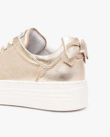 Nero Giardini sneakers donna in pelle col. miele laminata oro E513020D418