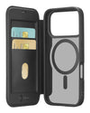 custodia a libro iphone 17 AIR nera con porta carte di credito magsafe