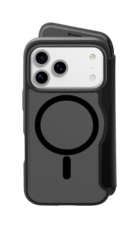 custodia a libro iphone 17 AIR nera con porta carte di credito magsafe