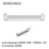 Binario Top Light MONO MIXKIT 300 N BI MILO YARI GU10 LED modulo integrato orientabile faretti spot moderni soffitto
