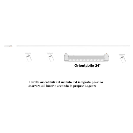 Binario Top Light MONO MIXKIT 300 N BI MILO YARI GU10 LED modulo integrato orientabile faretti spot moderni soffitto