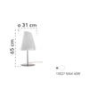 Lampada da tavolo 60W E27 altezza 65cm bianca LOCKE