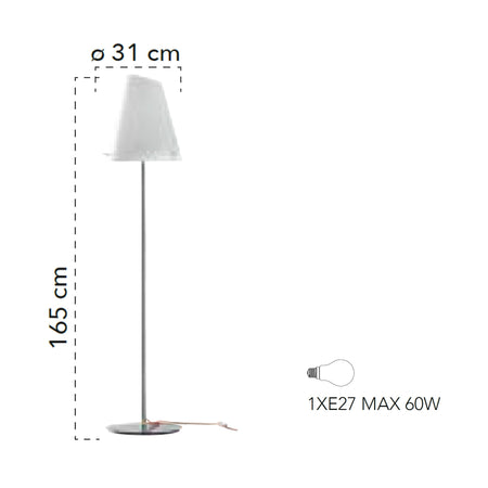 Piantana lampada da terra 60W E27 bianca LOCKE