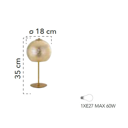 Lampada da tavolo 60W E27 oro GLAM
