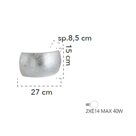 Applique da parete per interno 40W 2xE14 argento GLAM
