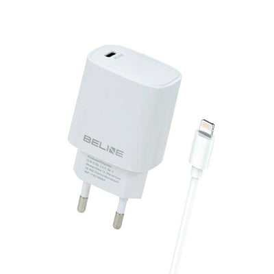 caricabatterie beline 20W usb-c completo di cavo lighting bianco