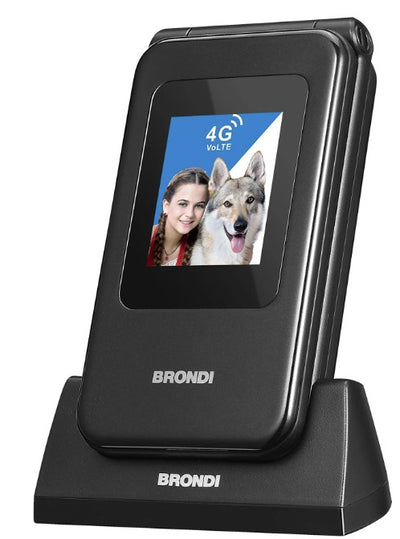 brondi amico super TV telefono con volume amplificato nero display e flip attivo