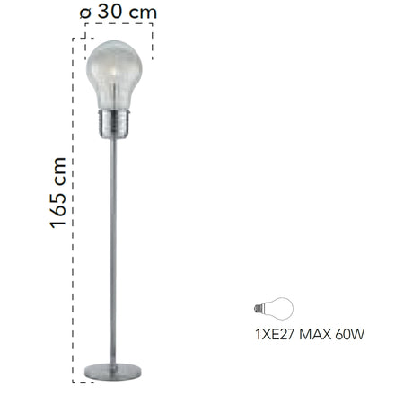 Piantana lampada da terra 60W E27 cromo BILBO
