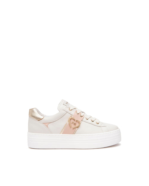 Nero Giardini sneakers donna in pelle beige col .osso E513022D713