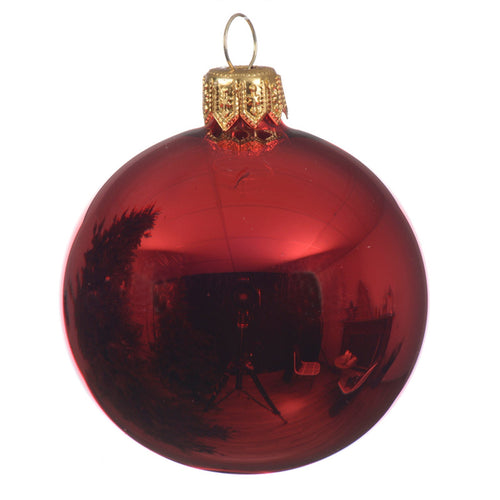 Palline per albero di Natale in vetro decorate color Rosso Chiaro lucido