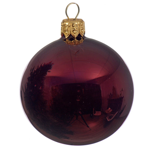Palline per albero di Natale in vetro decorate color Rosso Scuro lucido