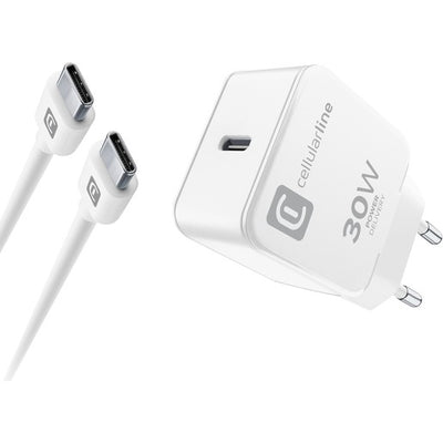 caricabatteria 30w usb-c con cavo bianco