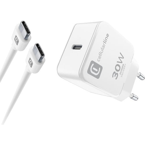 caricabatteria 30w usb-c con cavo bianco