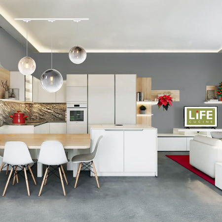 Binario Top Light MONO 1194MONO BI BIANCO E27 LED lampada soffitto moderna sfera vetro colorato