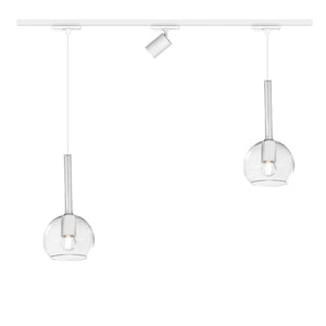 Binario Top Light MONO 1155 FUTURE YARI BI BIANCO E27 LED lampada soffitto moderna spot orientabile vetro trasparente