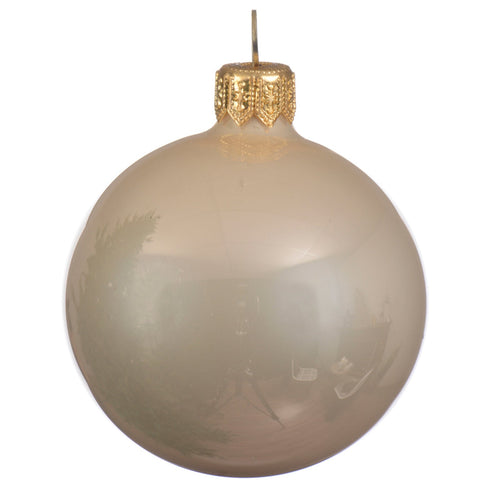 Palline per albero di Natale in vetro decorate color Perla Smalto