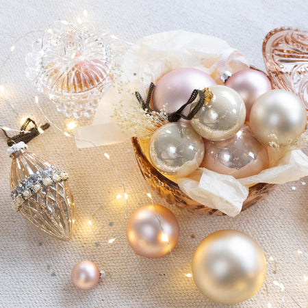 Palline per albero di Natale in vetro decorate color Perla Smalto