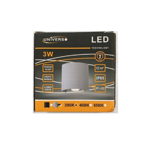Applique Da Parete Ovale Led Cob Esterno 3w Doppia Emissione Lampada Ip65 Es48