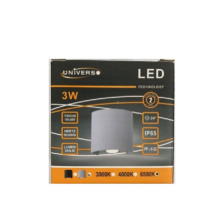 Applique Da Parete Ovale Led Cob Esterno 3w Doppia Emissione Lampada Ip65 Es48