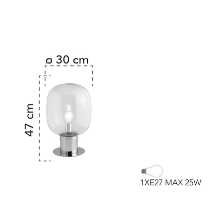 Lampada da tavolo 25W E27 diametro 30cm cromo GILDA