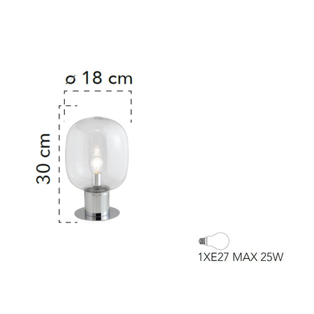 Lampada da tavolo 25W E27 diametro 18cm cromo GILDA