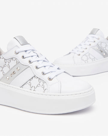Nero Giardini sneakers donna in pelle logata bianco E513080D707