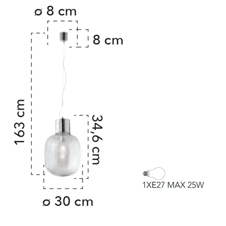 Lampada a sospensione 25W E27 diametro 30cm cromo GILDA