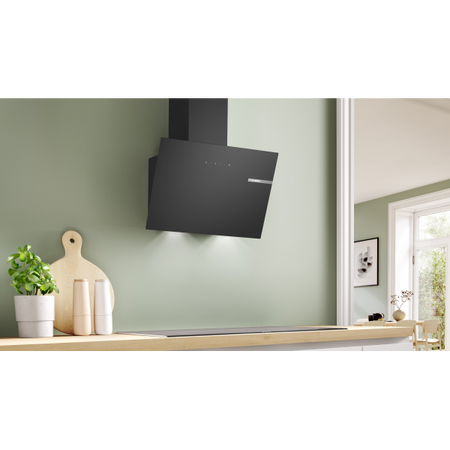 Bosch Cappa Design In Vetro A Muro 60cm 220w Luce Led Nero Dwk65dk60