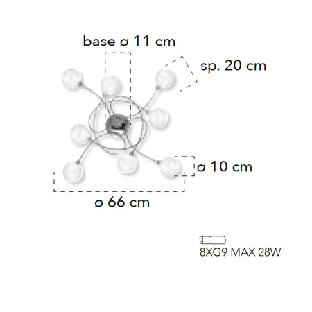 Plafoniera da interno 28W 8XG9 a 8 emissioni cromo POST