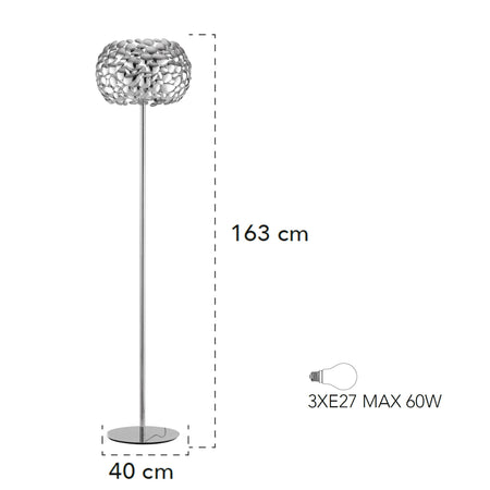 Piantana lampada da terra 60W 3XE27 cromo GRAPE