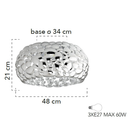 Plafoniera da interno 60W 3XE27 diametro 48cm cromo GRAPE