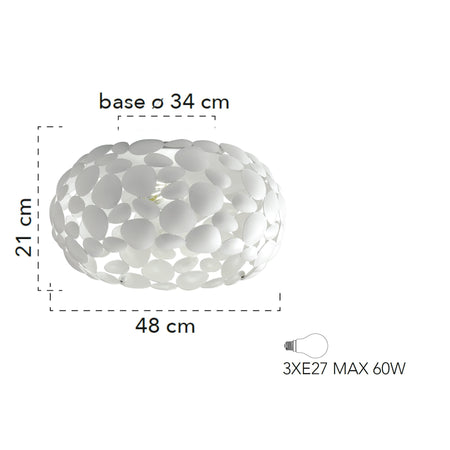 Plafoniera da interno 60W 3XE27 diametro 48cm bianca GRAPE
