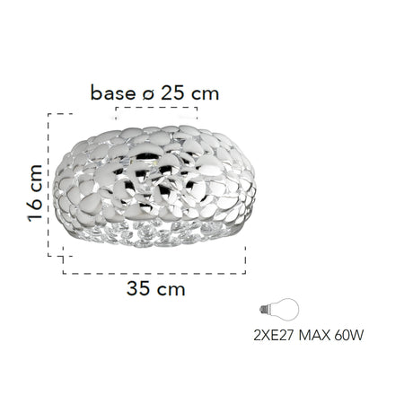 Plafoniera da interno 60W 2XE27 diametro 35cm cromo GRAPE
