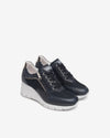 Nero Giardini sneakers donna con zeppa in pelle blu E512940D200