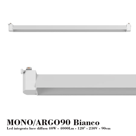 Binario Top Light MONO 1184 ECLIPSE YARI BIANCO G9 LED lampada soffitto moderna spot orientabile sfera vetro trasparente