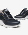 Nero Giardini sneakers donna con zeppa in pelle blu E512940D200
