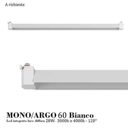 Binario Top Light MONO 1184 ECLIPSE YARI BIANCO G9 LED lampada soffitto moderna spot orientabile sfera vetro satinato