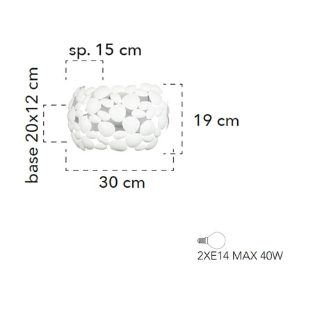 Applique da parete per interno 40W 2XE14 bianca GRAPE