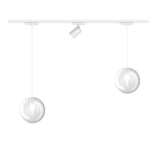 Binario Top Light MONO 1184 ECLIPSE YARI BIANCO G9 LED lampada soffitto moderna spot orientabile sfera vetro trasparente